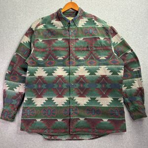 Men’s 2XL Tall Flannel Aztec Pattern Cabela’s Deerskin Soft Chamois Green Red